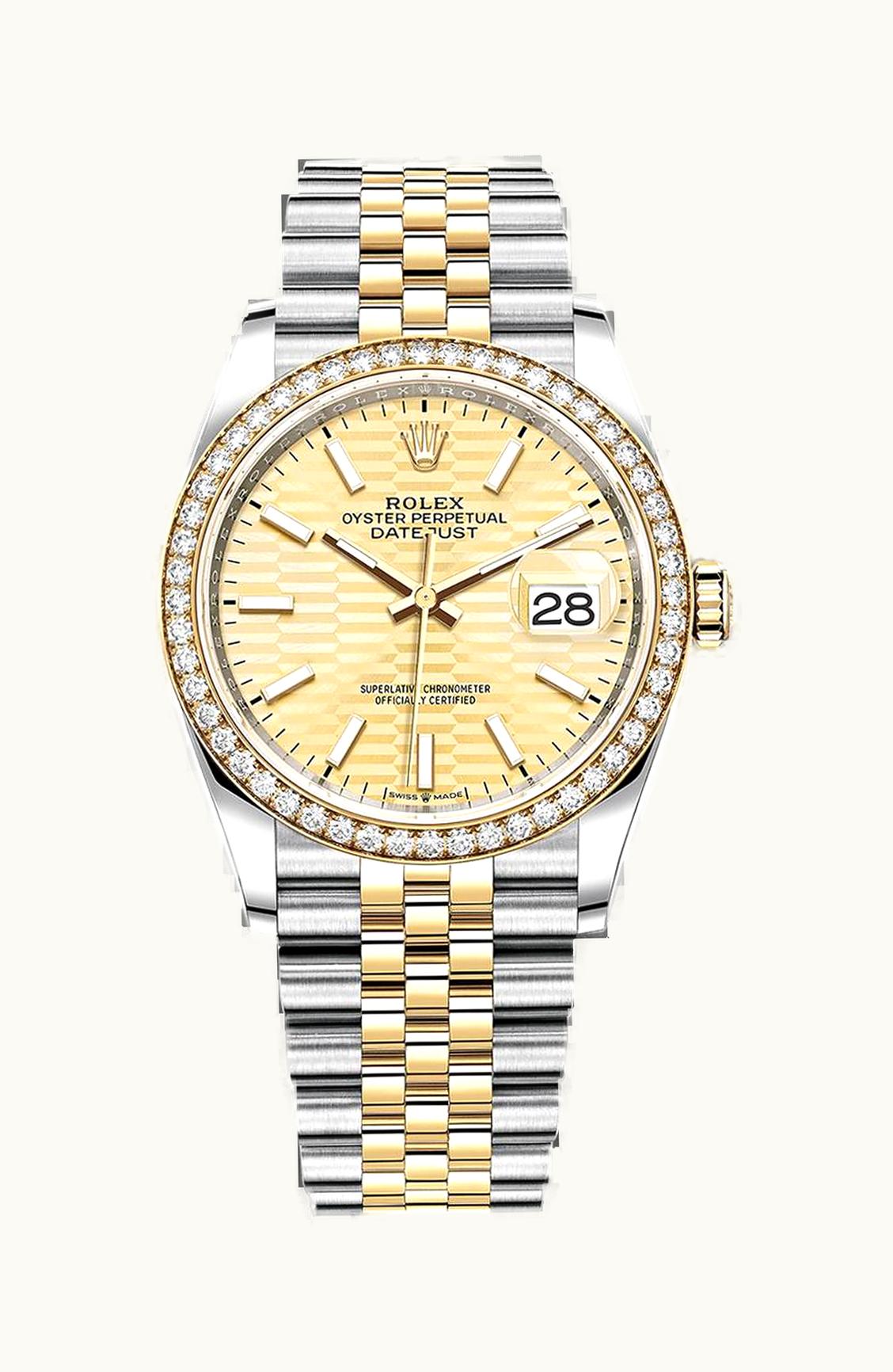 Rolex Datejust 36 Stainless Steel / Yellow Gold / Diamond / Champagne - Fluted / Jubilee