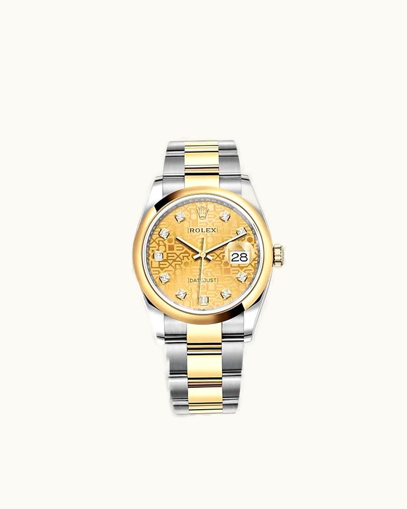 Rolex Datejust 36 Stainless Steel / Yellow Gold / Smooth / Champagne Computer / Oyster