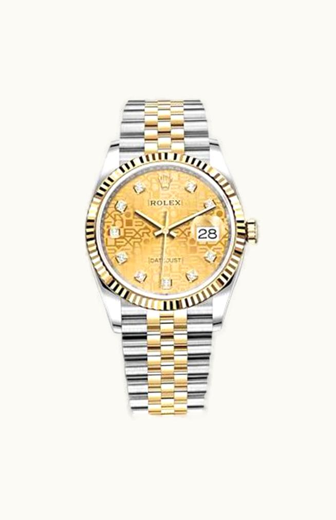 Rolex Datejust 36 Stainless Steel / Yellow Gold / Fluted / Champagne Computer / Jubilee