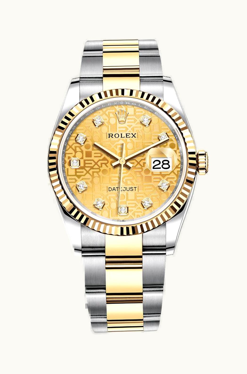 Rolex Datejust 36 Stainless Steel / Yellow Gold / Fluted / Champagne Computer / Oyster