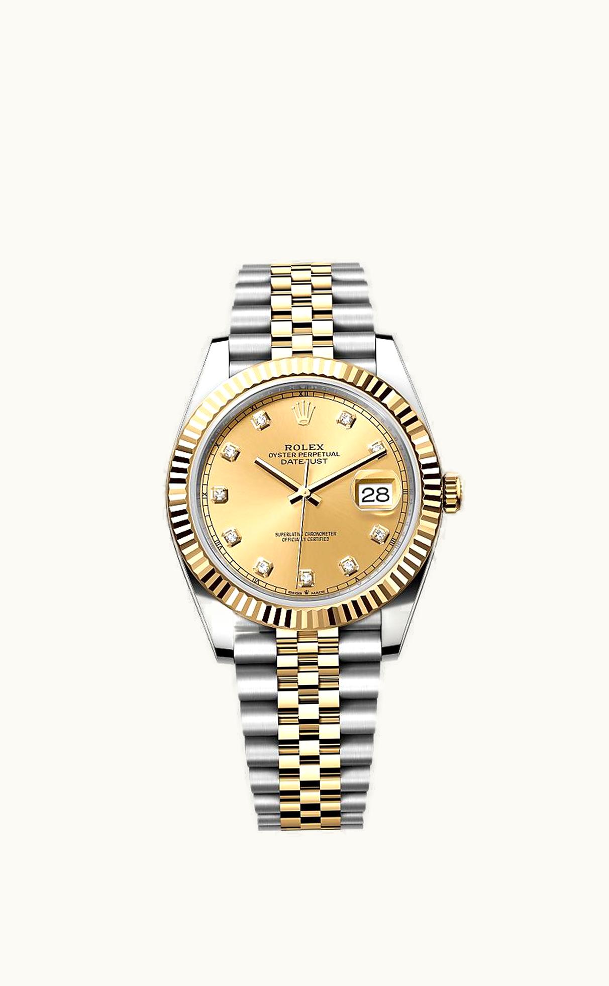 Rolex Datejust 36 Stainless Steel - Yellow Gold - Diamond / Champagne - Fluted - Diamond / Oyster
