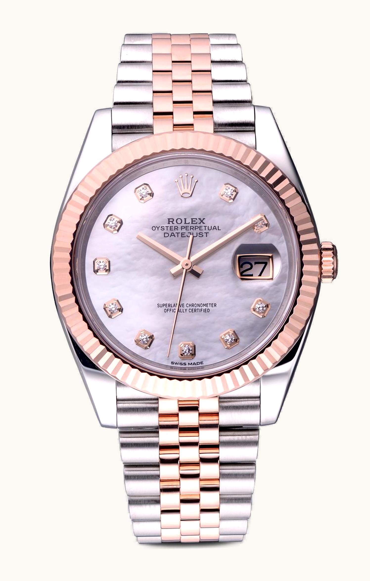 Rolex Datejust 36 Stainless Steel / Everose / Domed / Slate - Fluted - Diamond / Jubilee