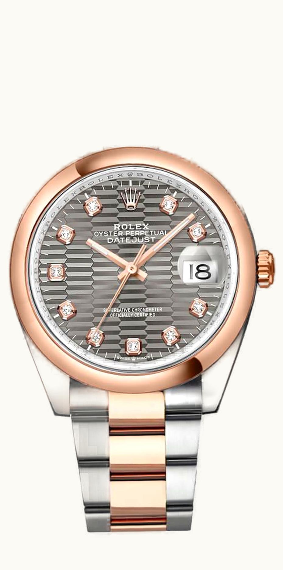 Rolex Datejust 36 Stainless Steel / Everose / Domed / Slate - Fluted - Diamond / Oyster