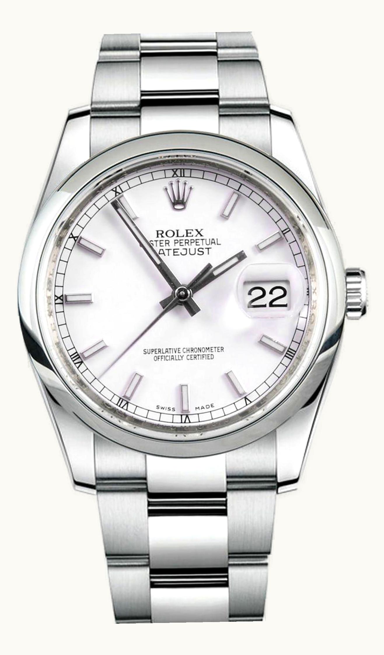 Rolex Datejust 36 Stainless Steel Domed / Oyster / White Roman