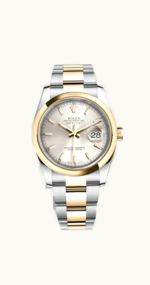 Rolex Datejust 36 Rolesor Yellow Domed / Oyster / Silver