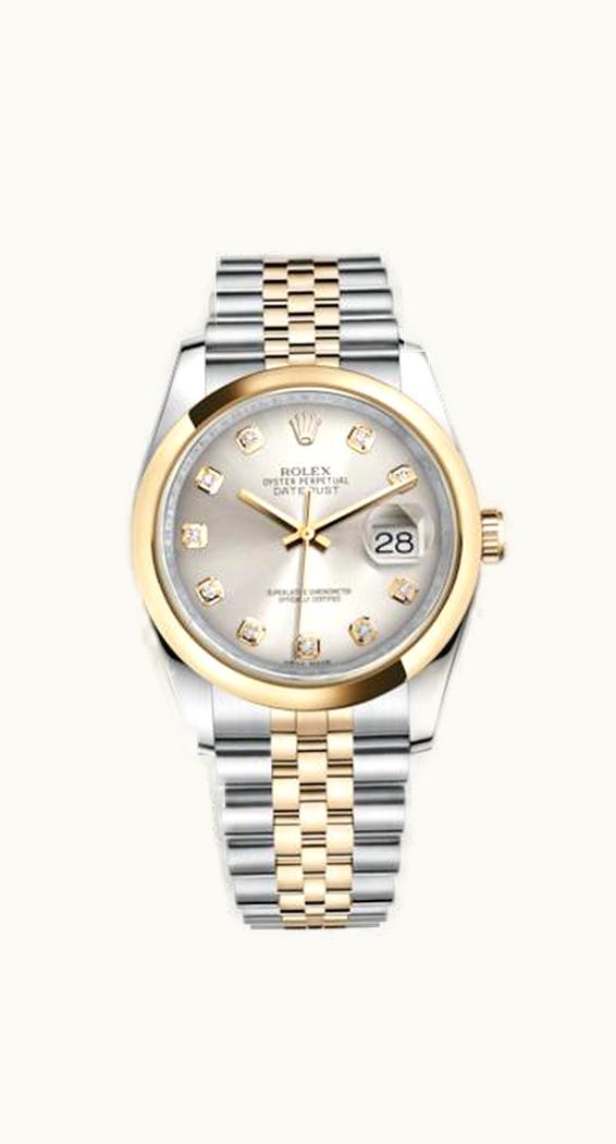 Rolex Datejust 36 Rolesor Yellow Domed / Jubilee / Silver Diamonds