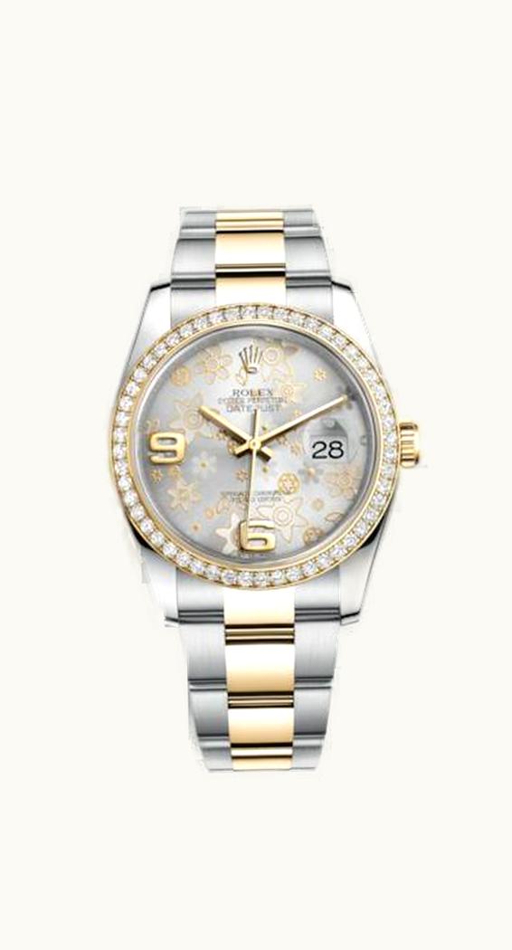 Rolex Datejust 36 Rolesor Yellow Diamond / Oyster / Silver Floral