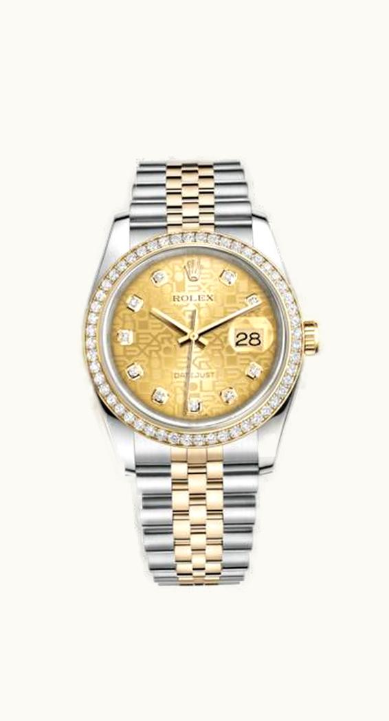 Rolex Datejust 36 Rolesor Yellow Diamond / Jubilee / Champagne Computer