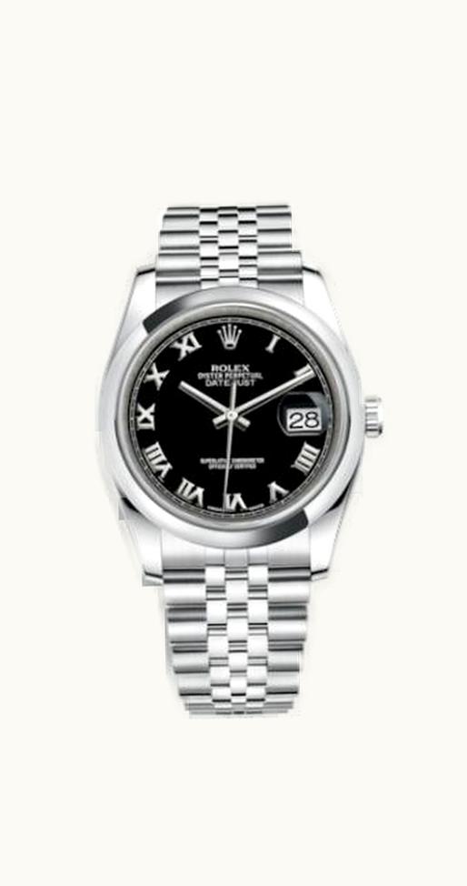 Rolex Datejust 36 Stainless Steel Domed / Jubilee / Black Roman
