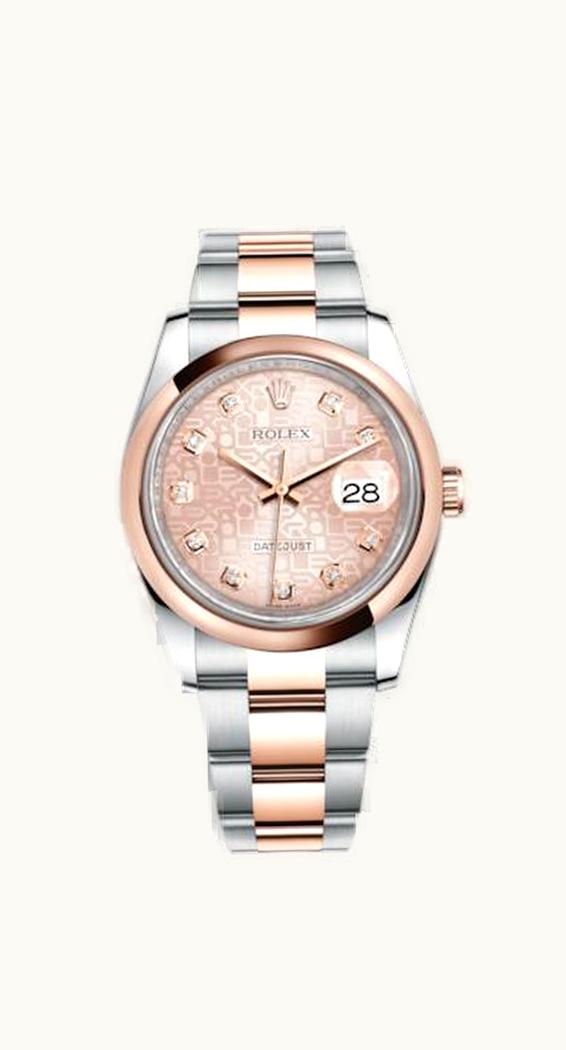 Rolex Datejust 36 Rolesor Everose Domed / Oyster / Pink Computer Diamonds