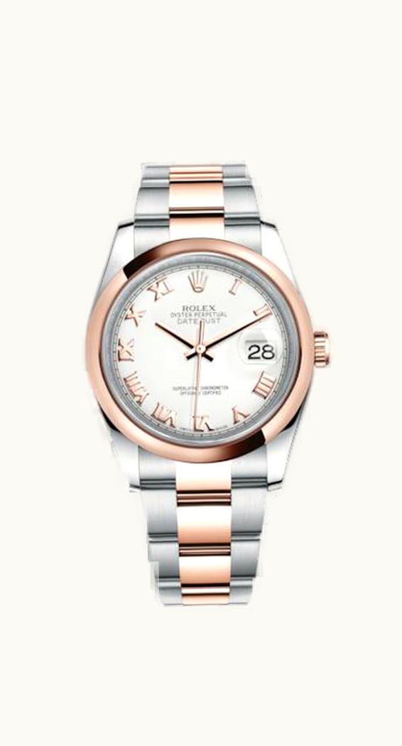 Rolex Datejust 36 Rolesor Everose Domed / Oyster / Ivory Roman