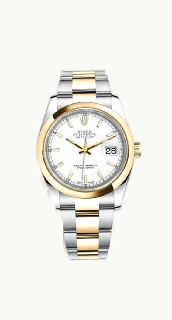 Rolex Datejust 36 Rolesor Yellow Domed / Oyster / White