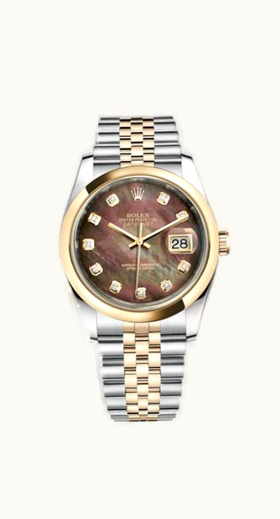 Rolex Datejust 36 Rolesor Yellow Domed / Jubilee / Brown MOP