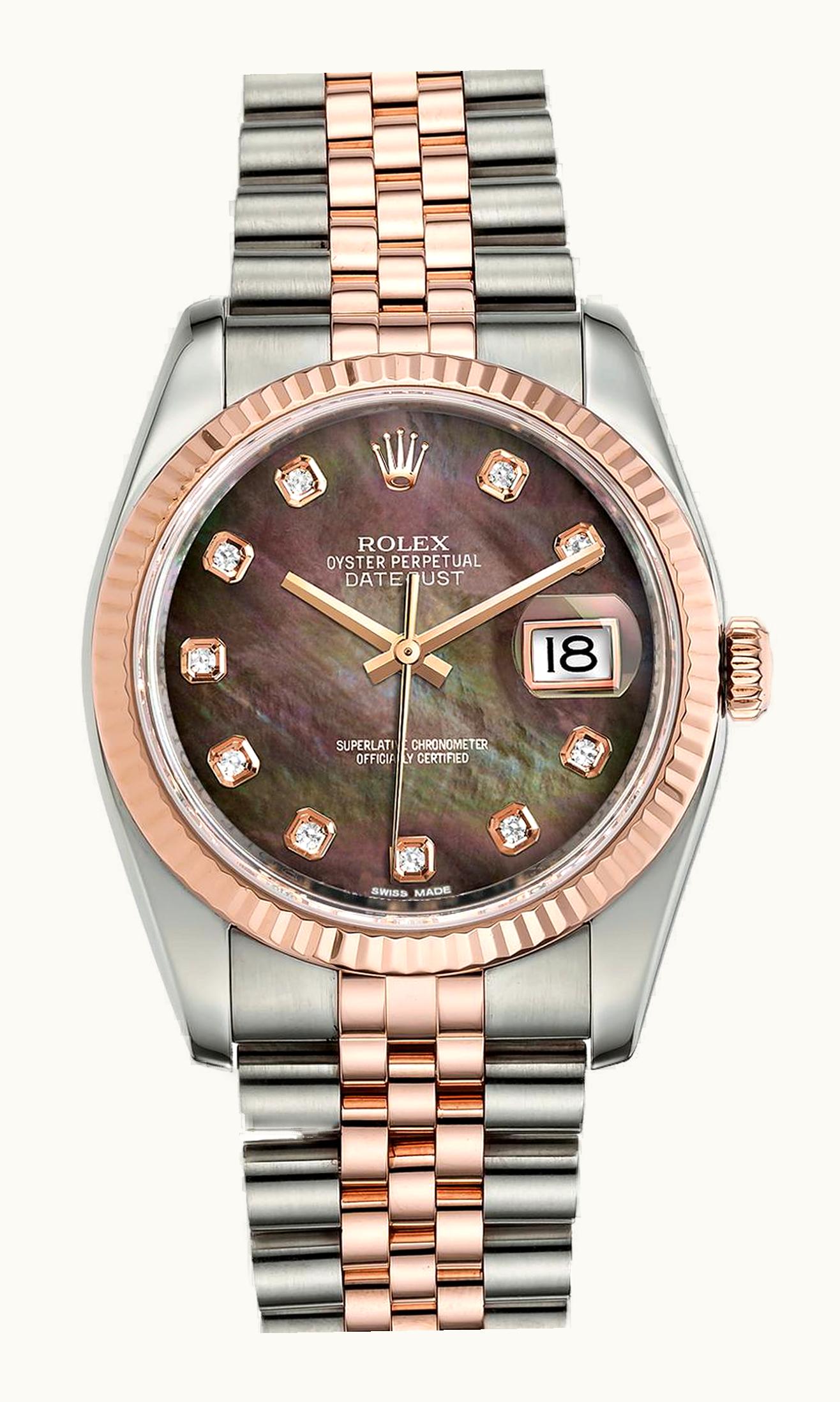 Rolex Datejust 36 Rolesor Everose Fluted / Oyster / Steel Diamonds