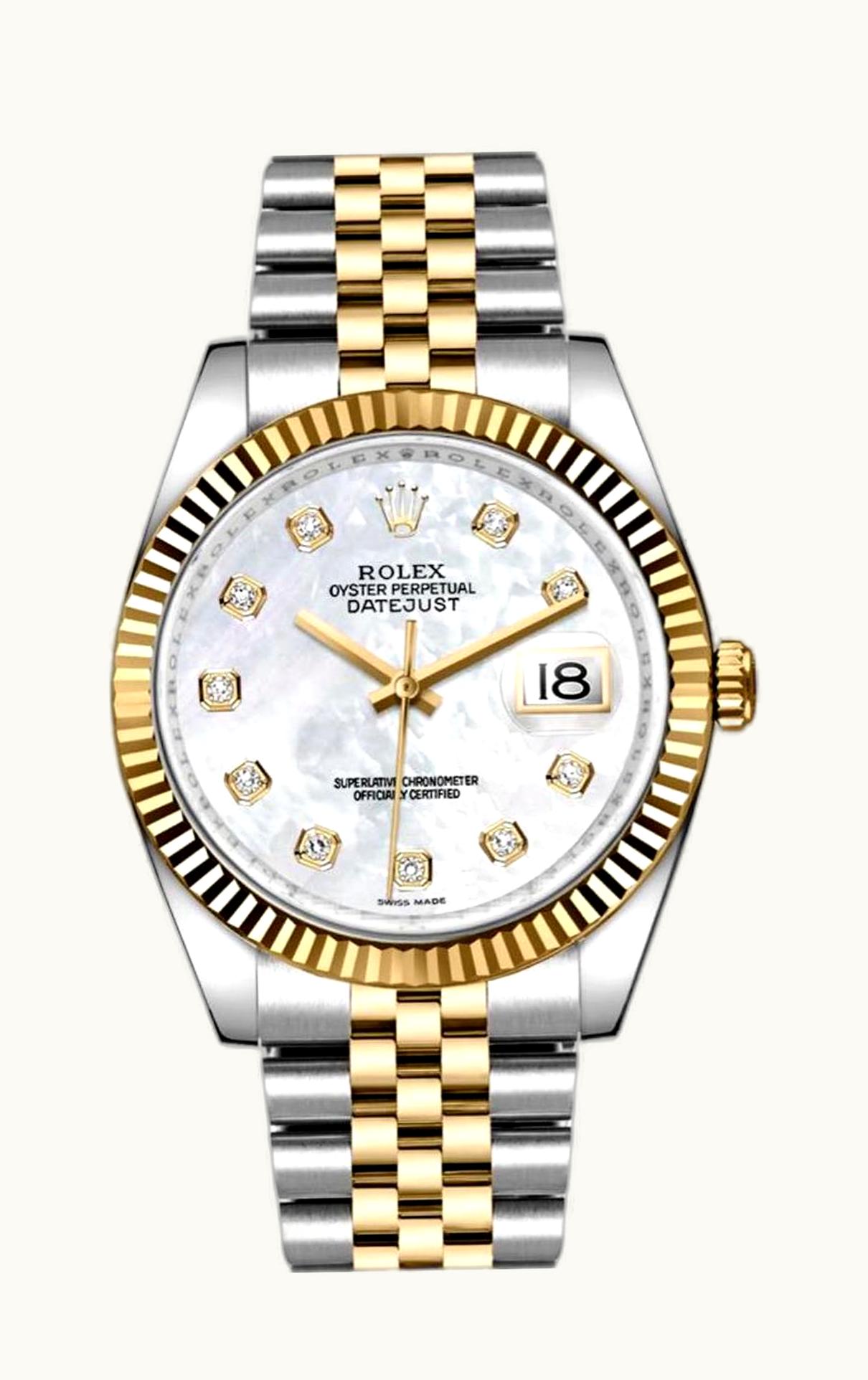 Rolex Datejust 36 Rolesor Yellow Fluted / Oyster / Silver