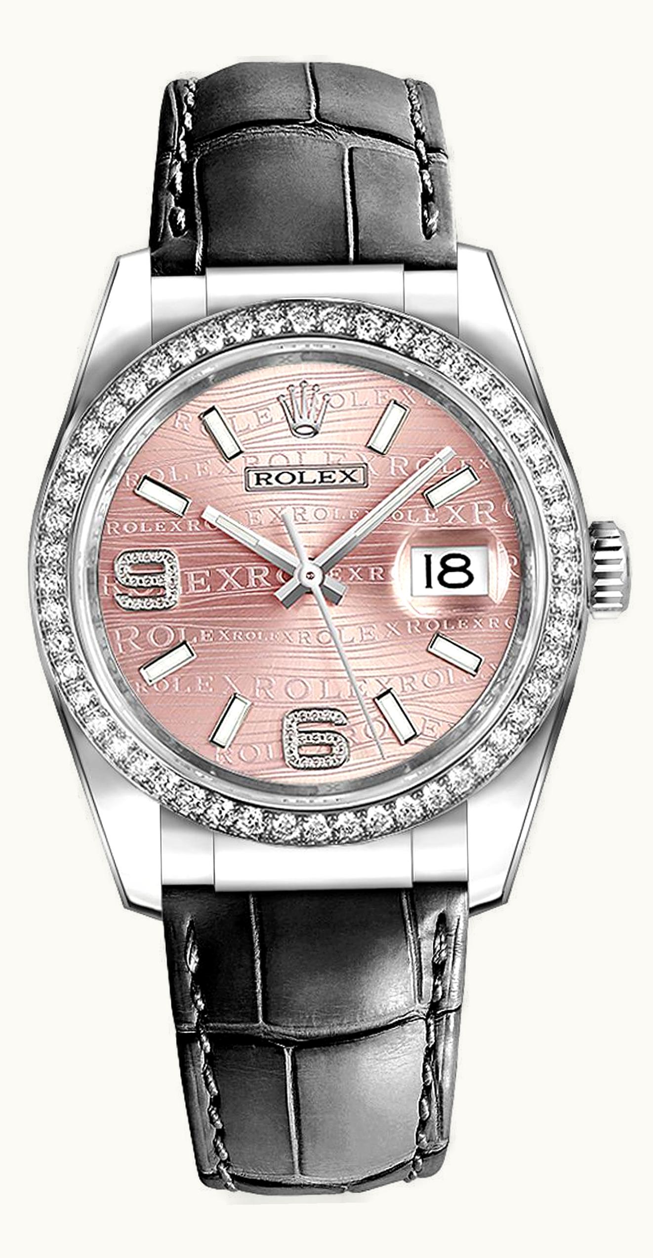 Rolex Datejust 36 White Gold Diamond Strap Pink Waves