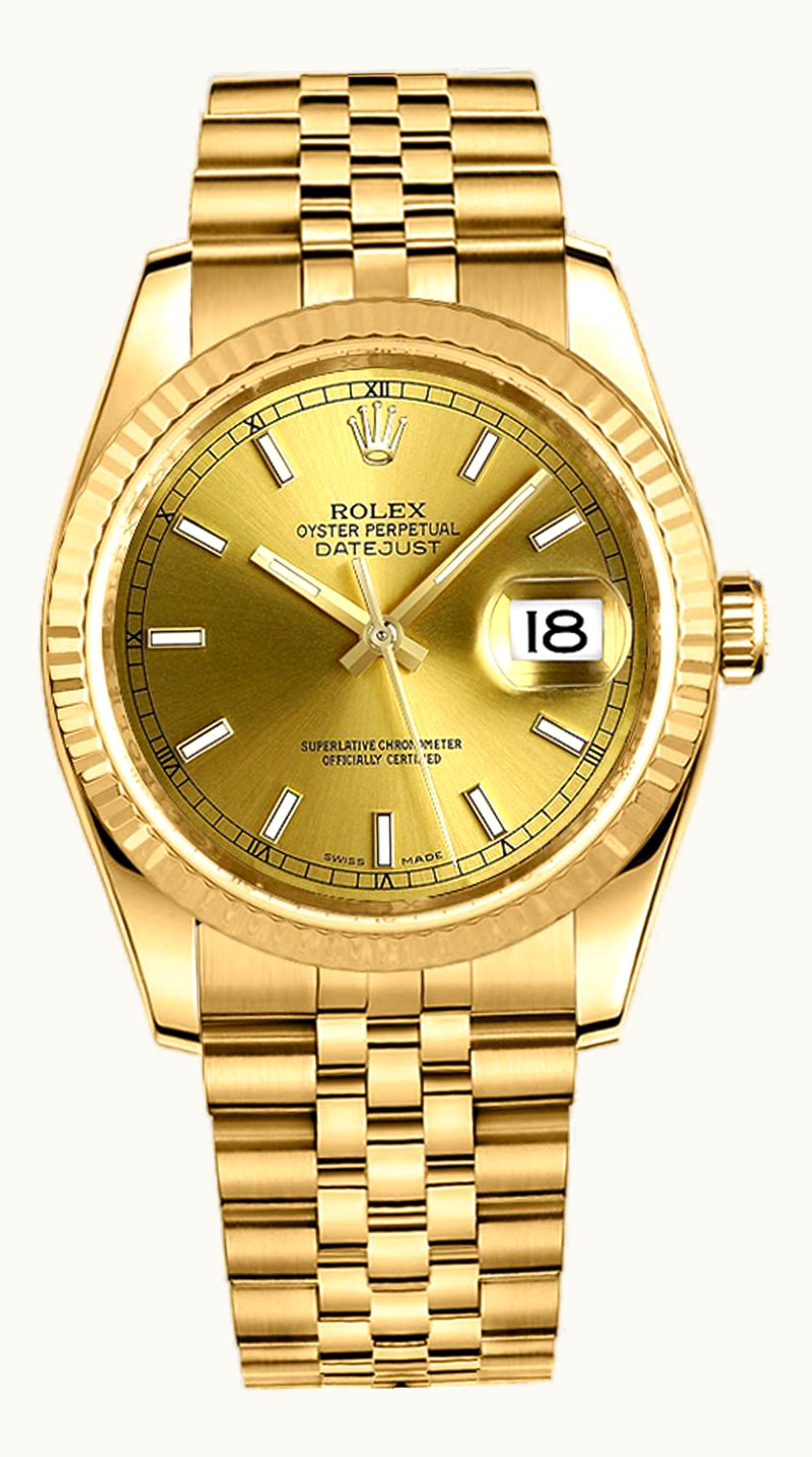 Rolex Datejust 36 Yellow Gold Fluted / Jubilee / Champagne