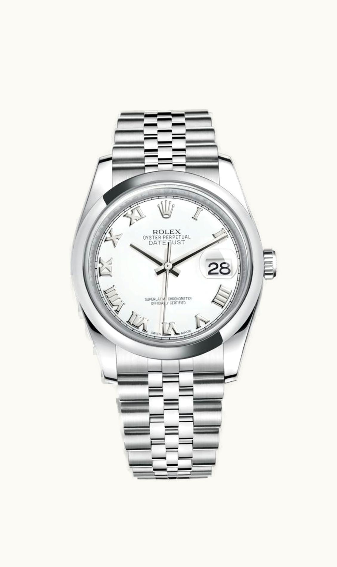 Rolex Datejust 36 Stainless Steel  Domed / Jubilee / White Roman