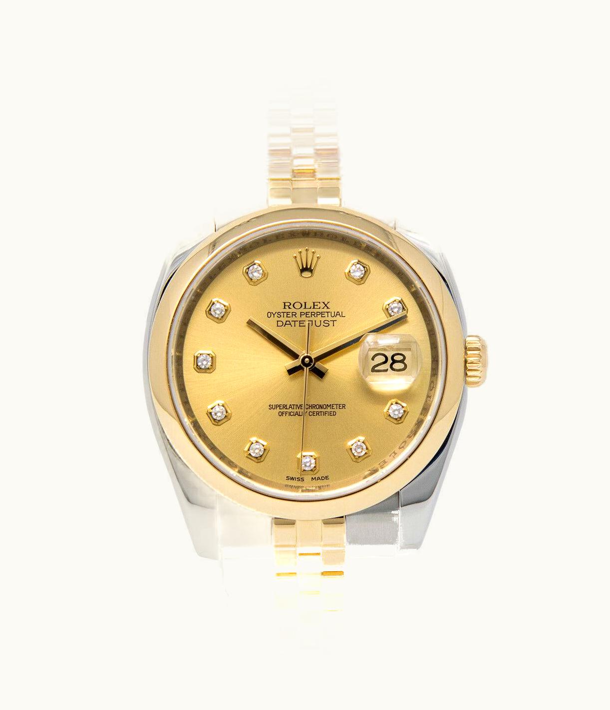 Rolex Datejust 36 Rolesor Yellow Domed / Jubilee / Champagne Roman