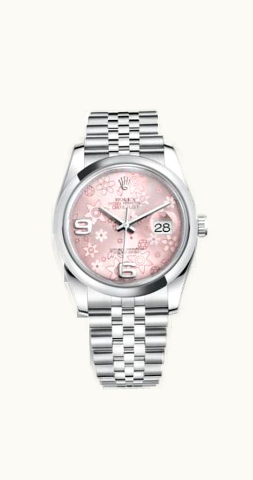 Rolex Datejust 36 Stainless Steel Domed / Jubilee / Pink Floral