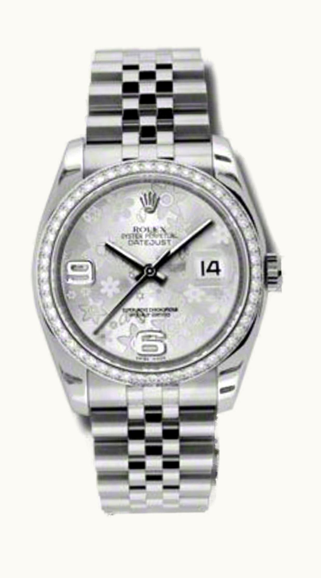 Rolex Datejust 36 Stainless Steel Diamond / Jubilee / Silver Floral