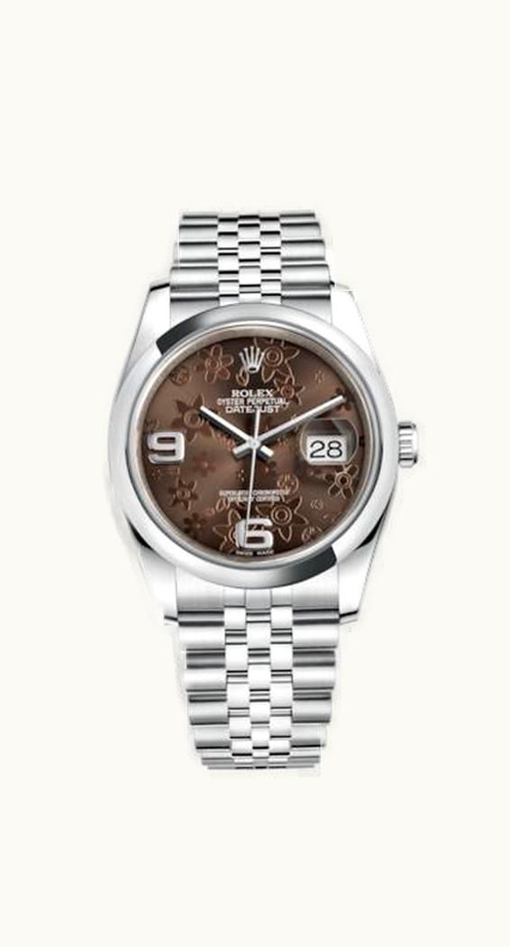 Rolex Datejust 36 Stainless Steel Domed / Jubilee / Chocolate Floral