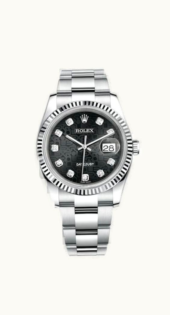 Rolex Datejust 36 Stainless Steel Fluted / Oyster / Black Computer