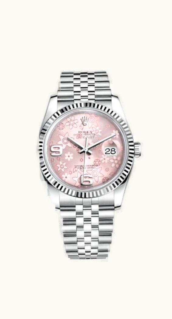 Rolex Datejust 36 Stainless Steel Fluted / Jubilee / Pink Floral