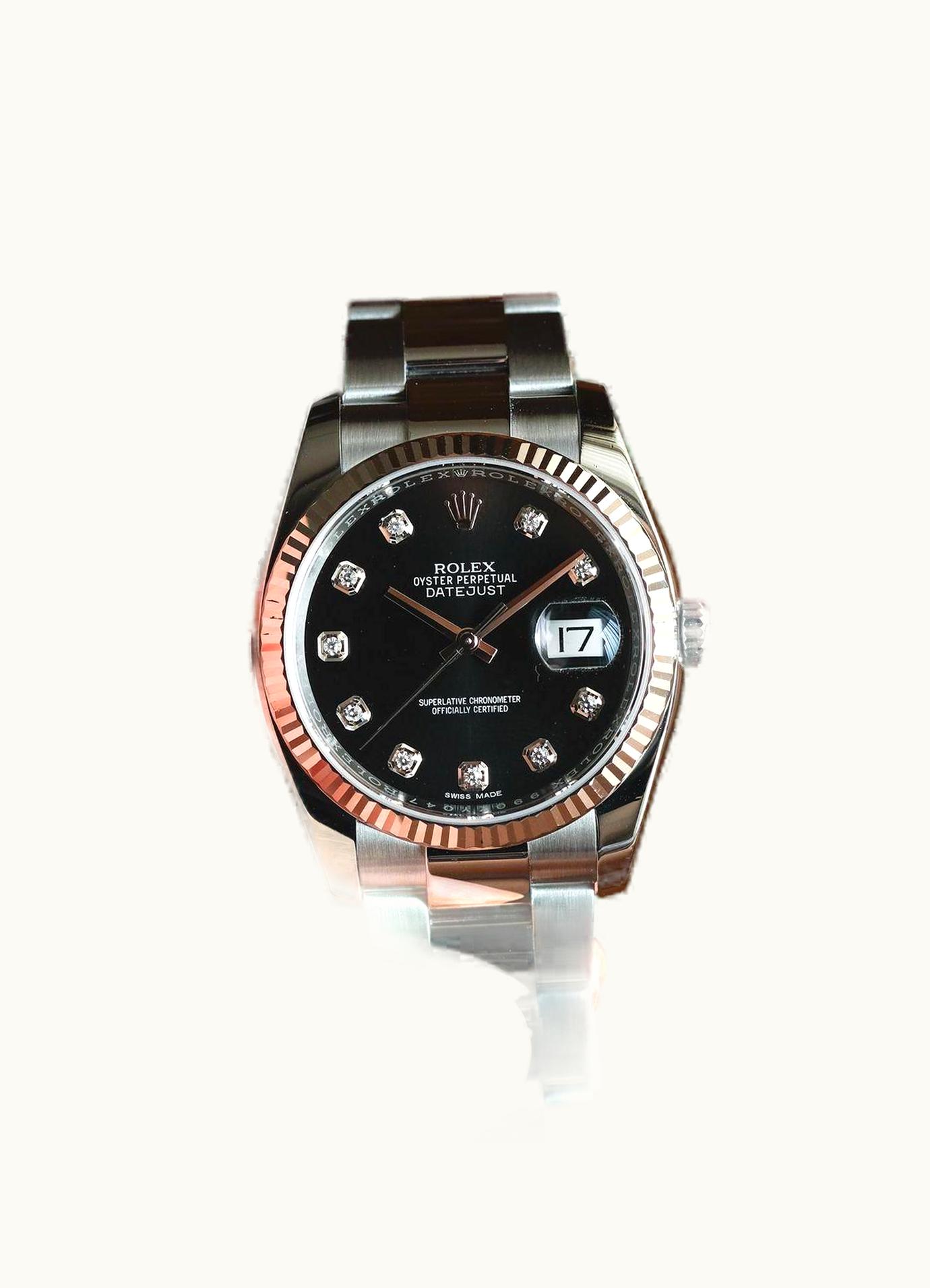 Rolex Datejust 36 Stainless Steel Fluted / Oyster / Black Diamond