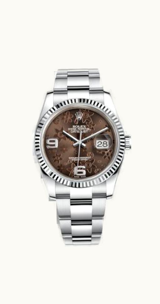 Rolex Datejust 36 Stainless Steel Fluted / Oyster / Chocolate Floral
