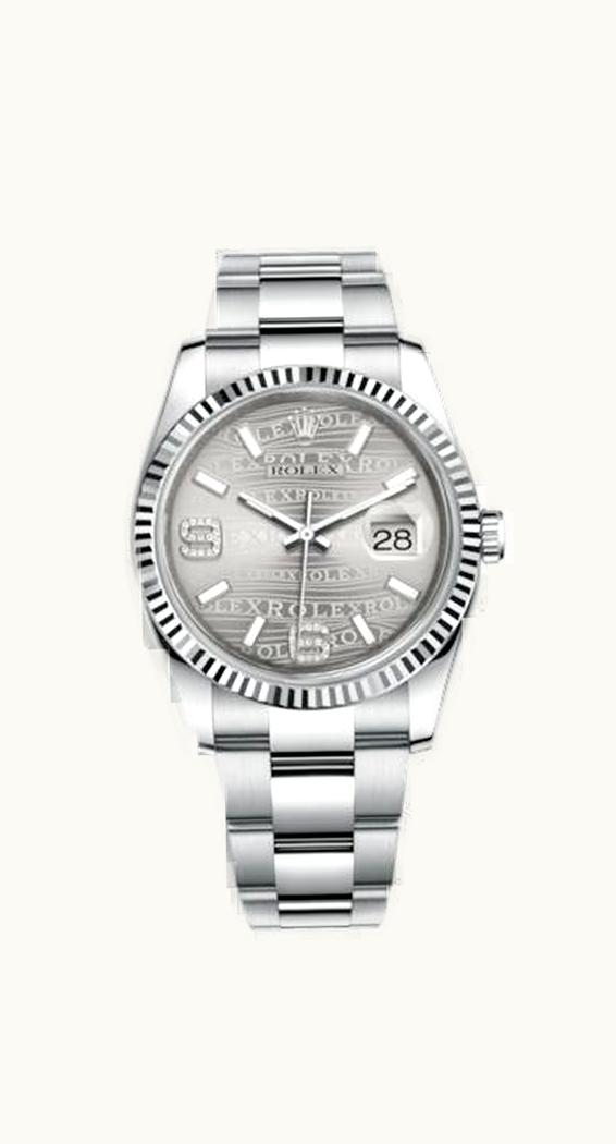 Rolex Datejust 36 Stainless Steel Fluted / Oyster / Rhodium Wave