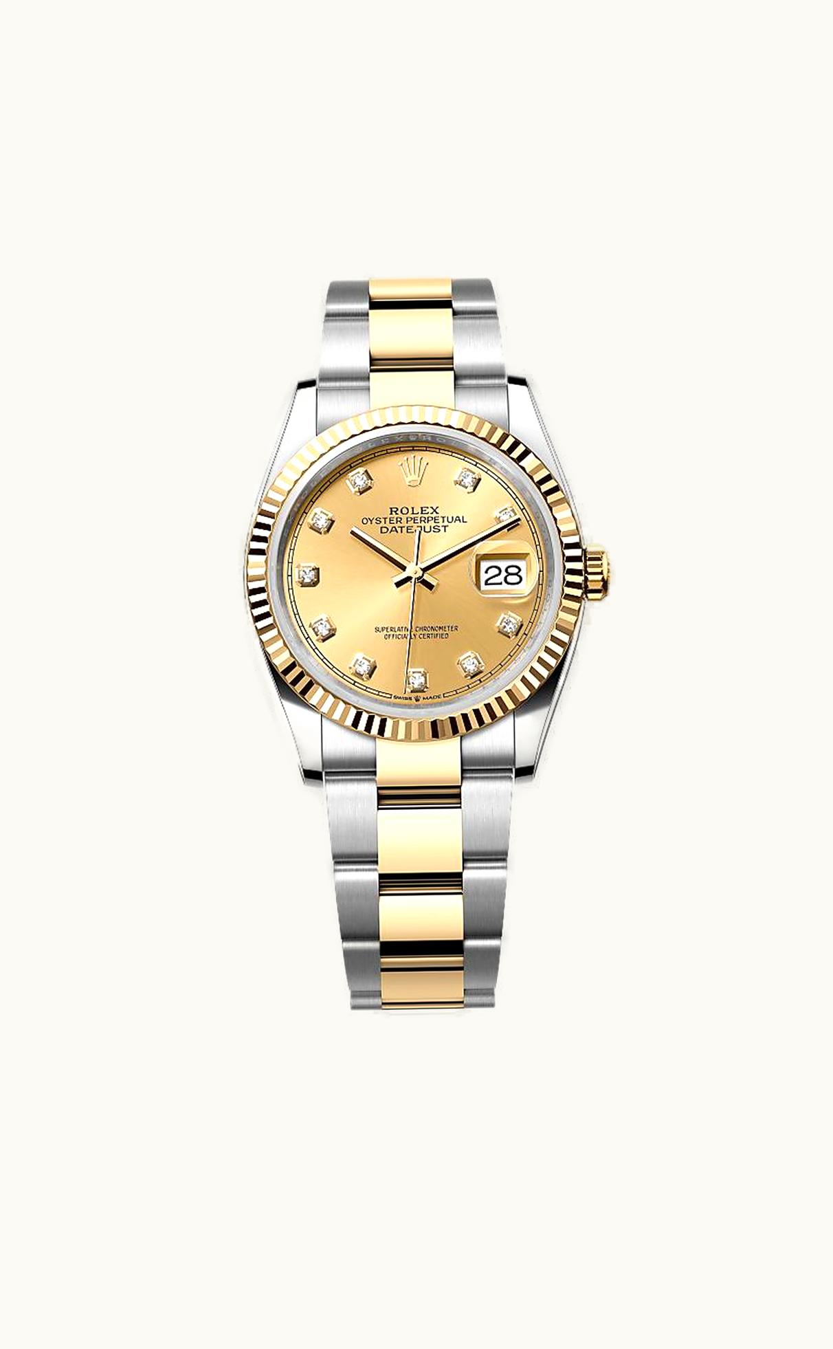Rolex Datejust 36 Rolesor Yellow Domed / Oyster / Black
