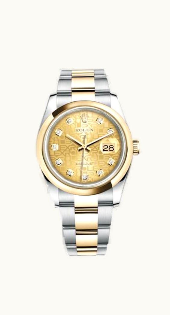 Rolex Datejust 36 Rolesor Yellow Domed / Oyster / Champagne Computer
