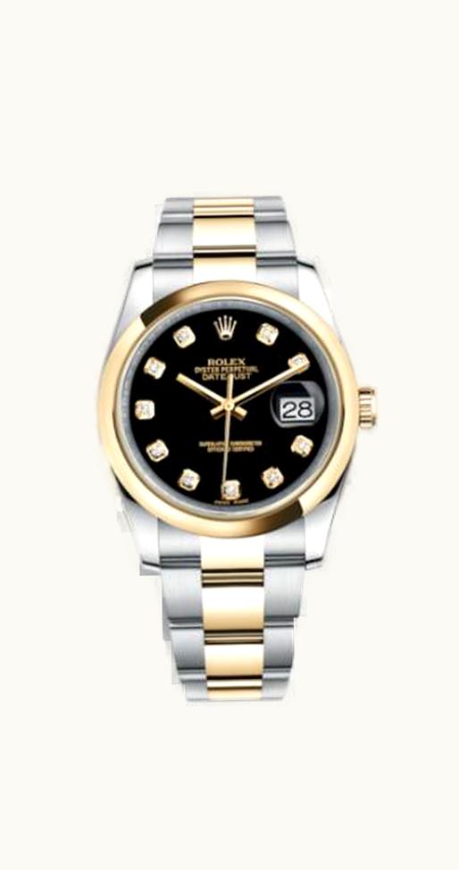 Rolex Datejust 36 Rolesor Yellow Domed / Oyster / Black Diamond