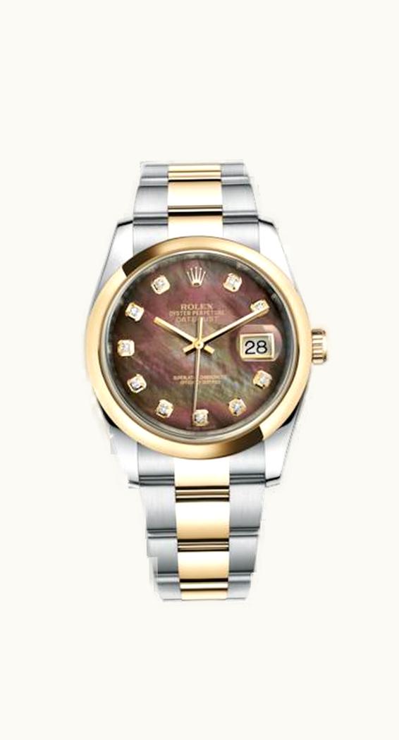 Rolex Datejust 36 Rolesor Yellow Domed / Oyster / Brown MOP
