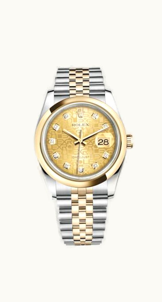 Rolex Datejust 36 Rolesor Yellow Domed / Jubilee / Champagne Computer
