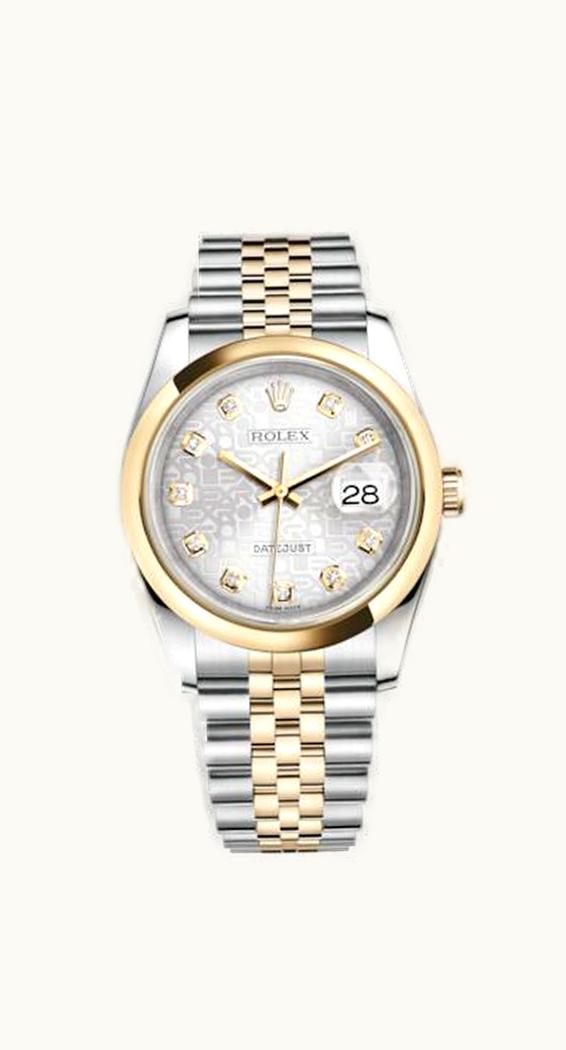 Rolex Datejust 36 Rolesor Yellow Domed / Jubilee / Silver Computer