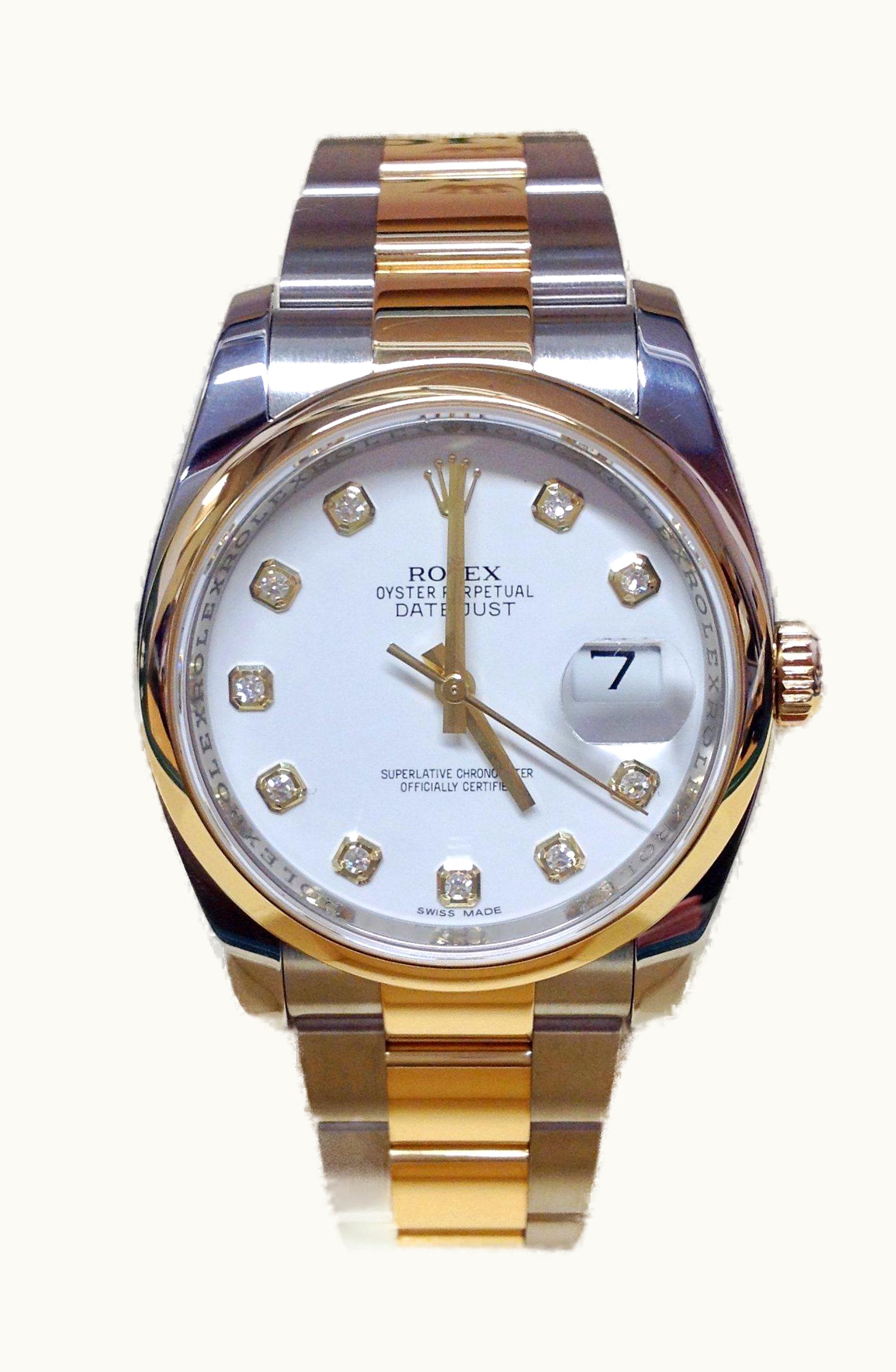 Rolex Datejust 36 Rolesor Yellow Domed / Oyster / White Diamond