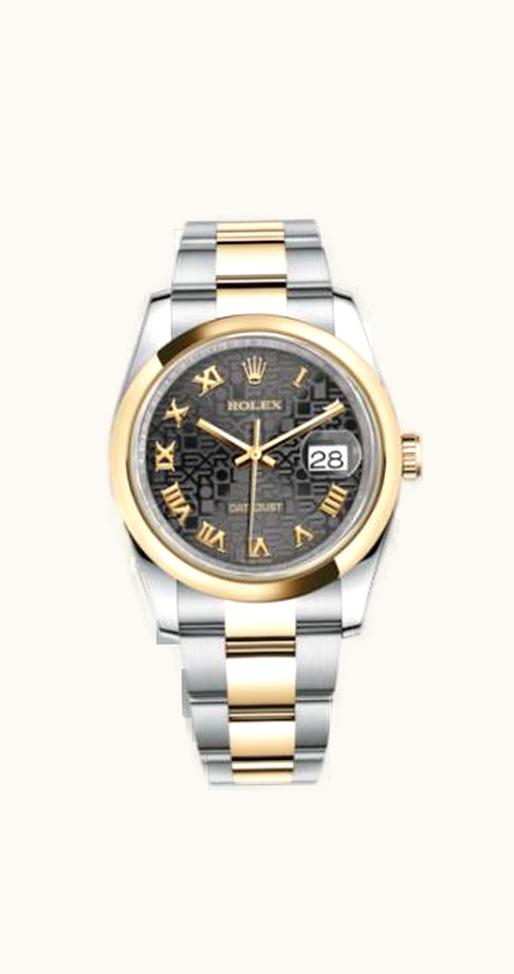 Rolex Datejust 36 Rolesor Yellow Domed / Oyster / Black Computer Roman