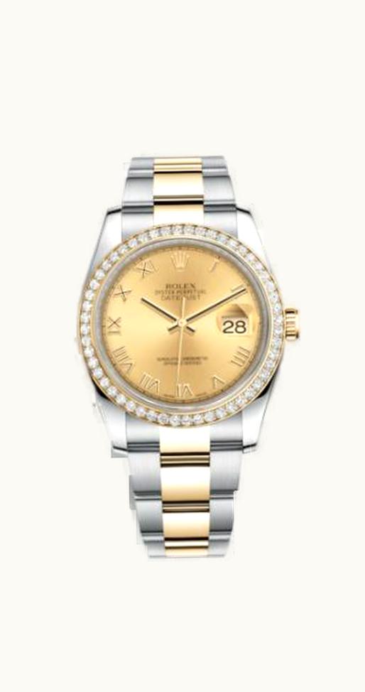 Rolex Datejust 36 Rolesor Yellow Diamond / Oyster / Champagne Roman