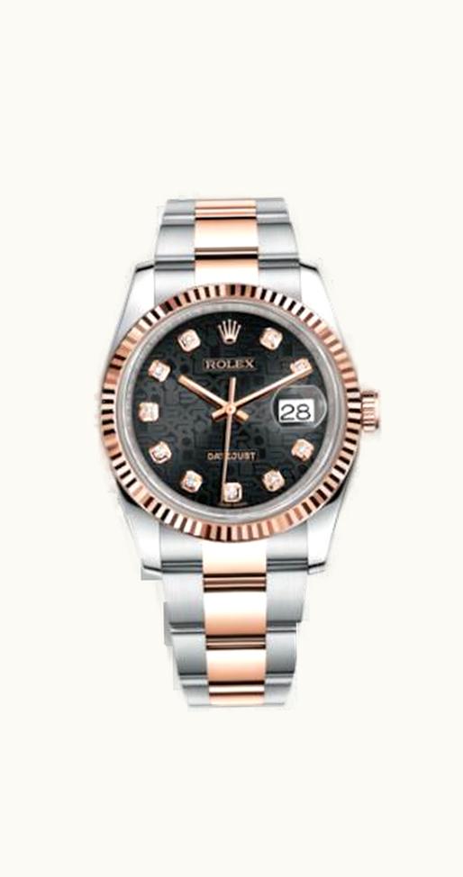 Rolex Datejust 36 Rolesor Everose Fluted / Oyster / Black Computer