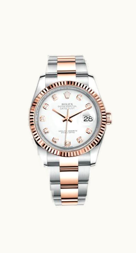 Rolex Datejust 36 Rolesor Everose Fluted / Oyster / White Diamonds