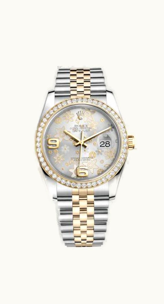 Rolex Datejust 36 Rolesor Yellow Diamond / Jubilee / Silver Floral