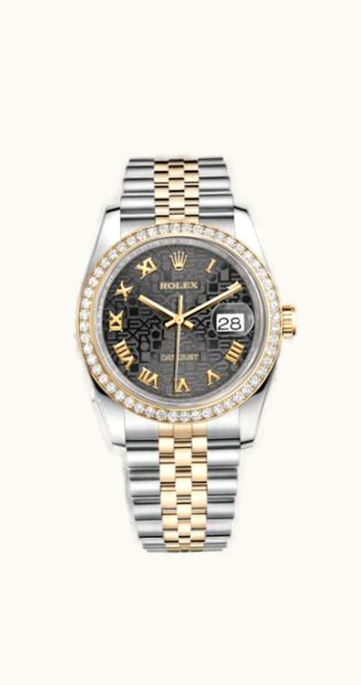 Rolex Datejust 36 Rolesor Yellow Diamond / Jubilee / Black Computer Roman