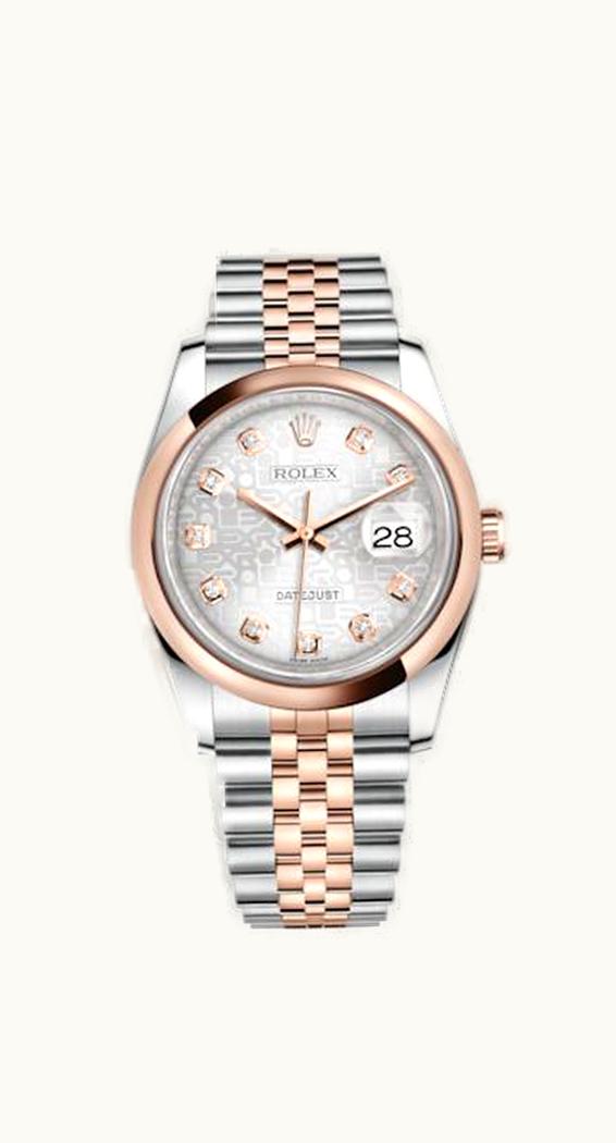 Rolex Datejust 36 Rolesor Everose Domed / Jubilee / Silver Computer