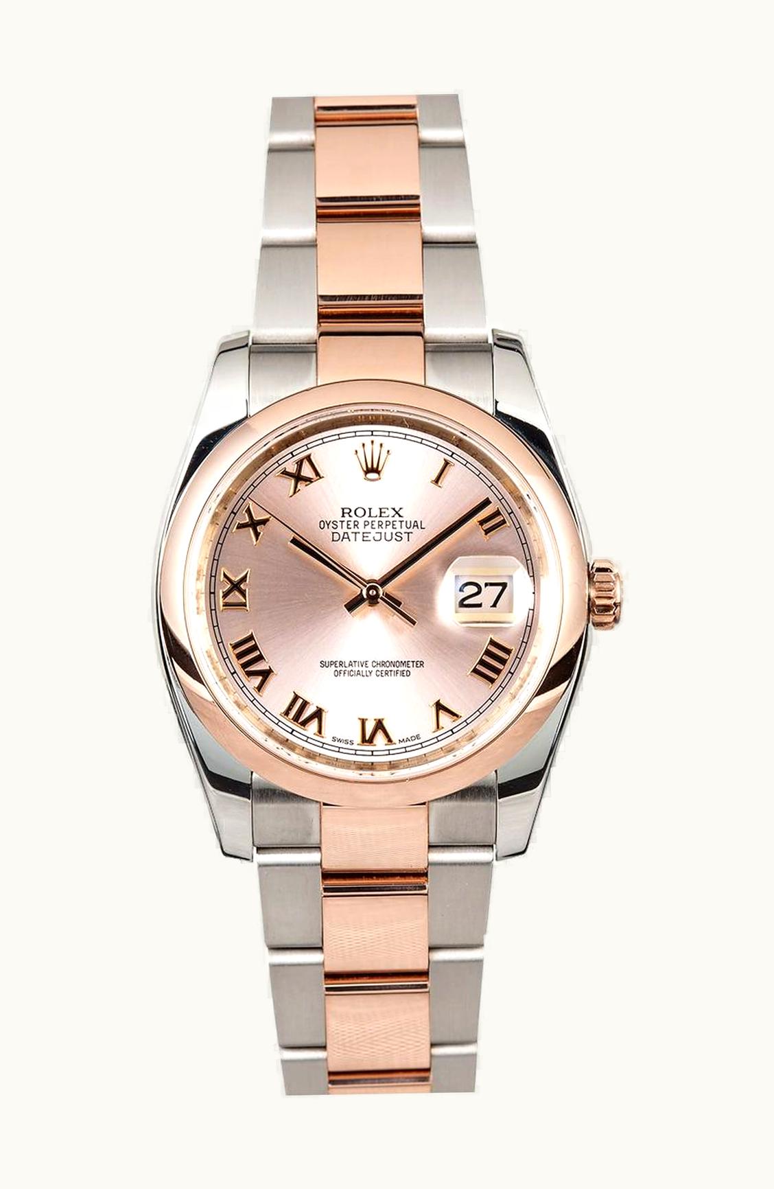 Rolex Datejust 36 Rolesor Everose Domed / Jubilee / White Roman