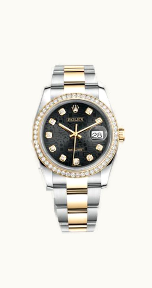 Rolex Datejust 36 Rolesor Yellow Diamond / Oyster / Black Computer
