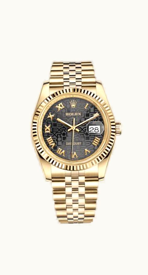 Rolex Datejust 36 Yellow Gold Fluted / Jubilee / Black Computer Roman