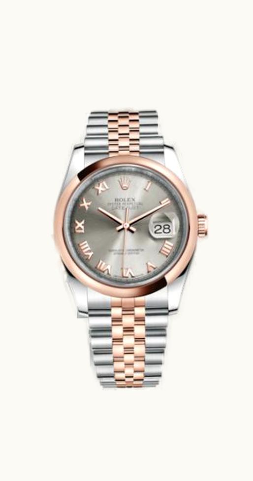 Rolex Datejust 36 Rolesor Everose Domed / Oyster / Steel Roman