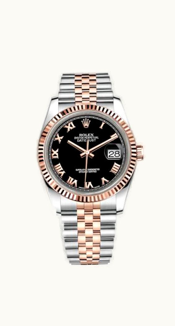 Rolex Datejust 36 Rolesor Everose Fluted / Jubilee / Black Roman